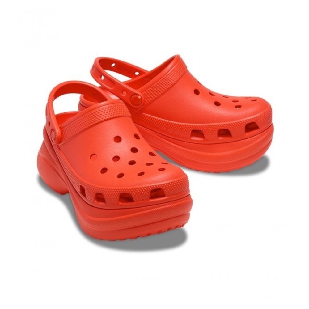 New Crocs Classic Crush Clog Platform Orange Womens Size‎ 8 Chunky Heel Summer
